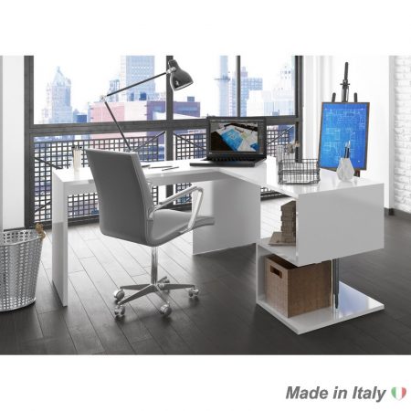 corner desk White glossy Italian Style Furniture