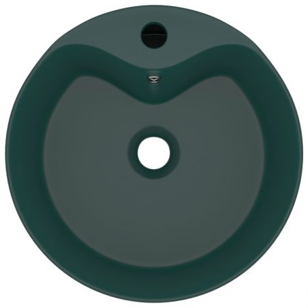 Lavandino con Troppopieno Verde Scuro Opaco 36x13cm in Ceramica