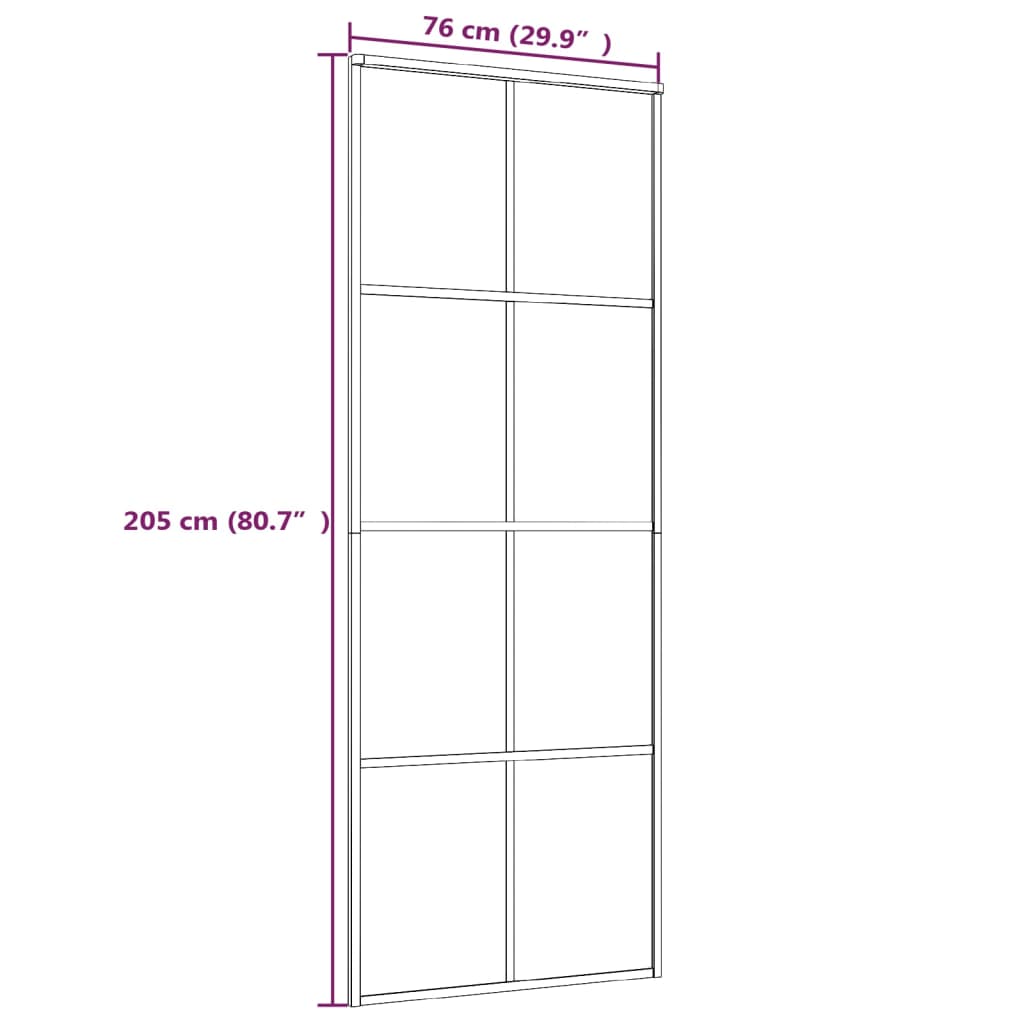 Porta Scorrevole in Vetro ESG e Alluminio 76x205 cm Bianca