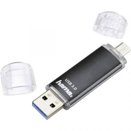 Hama FlashPen Laeta Twin Memoria ausiliaria USB per Smartphone e Tablet Nero 64 GB USB 3.2 Gen 1 (USB 3.0)