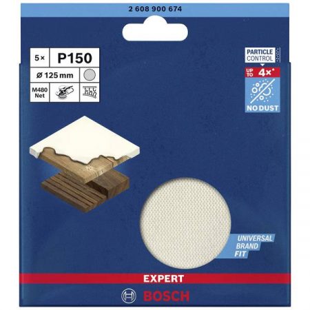 Bosch Accessories EXPERT M480 2608900674 Rete di levigatura rotorbitale non perforato Grana 150 (Ø) 125 mm 5 pz.