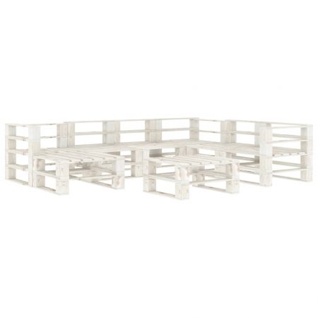 Set Divani da Giardino 8 pz su Pallet in Legno Bianco