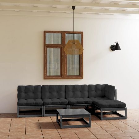 Set Divani da Giardino 6 pz con Cuscini Legno Massello Pino