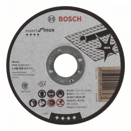 Bosch Accessories 2608600215 2608600215 Disco di taglio dritto 115 mm 22.23 mm 1 pz.