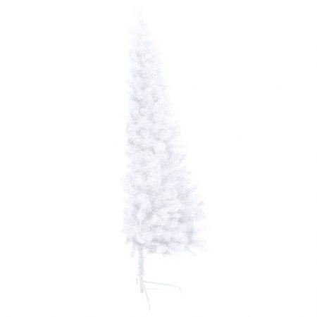 Albero Natale a Metà con Luci LED e Supporto Bianco 240 cm PVC