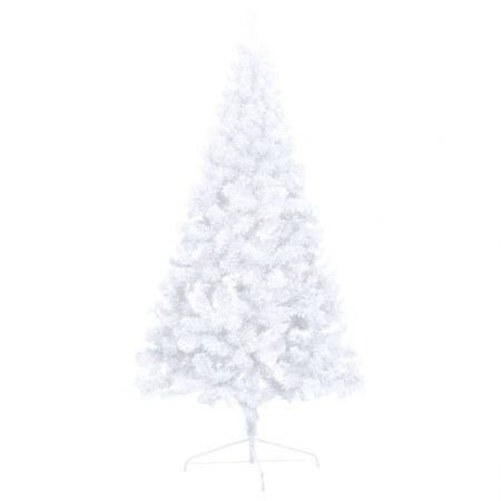 Albero Natale a Metà con Luci LED e Supporto Bianco 240 cm PVC