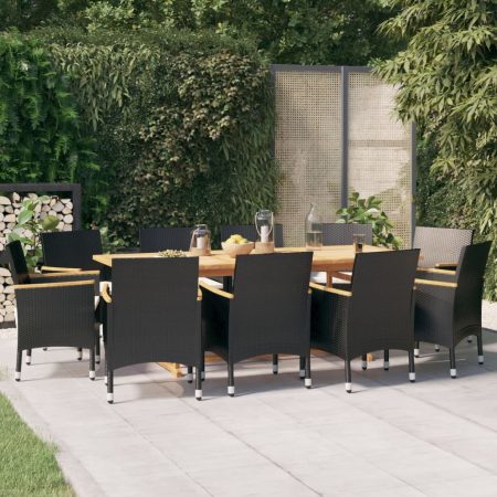 Set da Pranzo per Giardino 11 pz con Cuscini Nero