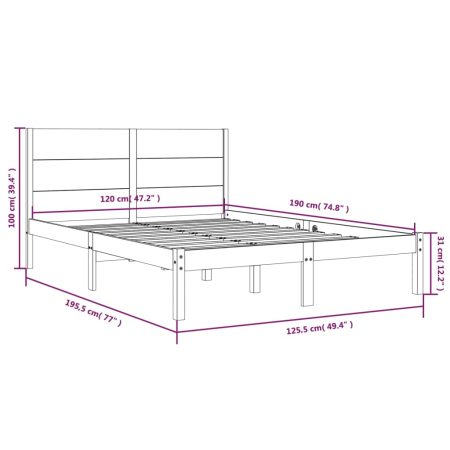 Giroletto Bianco in Legno Massello 120x190 cm 4FT Small Double