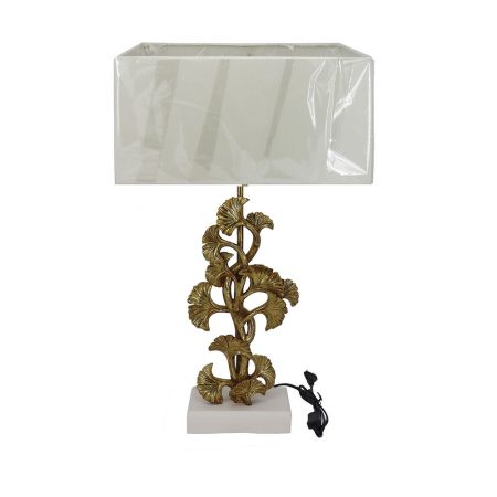 Lampada da tavolo DKD Home Decor Dorato Poliestere Bianco Resina (38 x 20 x 59
