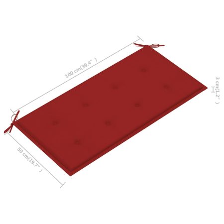 Cuscino per Panca da Giardino Rosso 100x50x3 cm