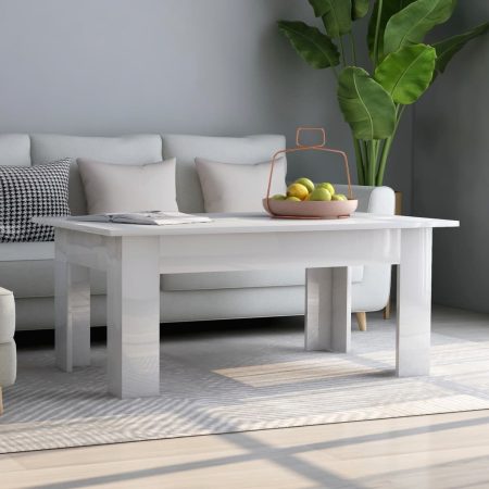Tavolino da Caffè Bianco Lucido 100x60x42 cm in Truciolato