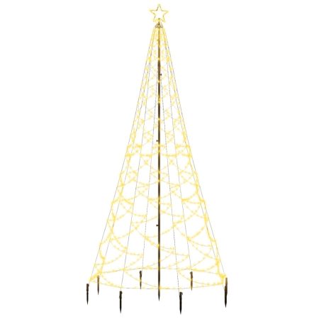 Albero di Natale con Palo in Metallo 500 LED Bianco Caldo 3 m