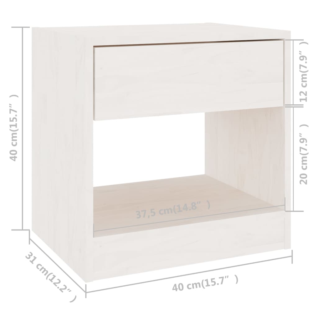 Comodino 40x31x40 cm in Legno Massello di Pino