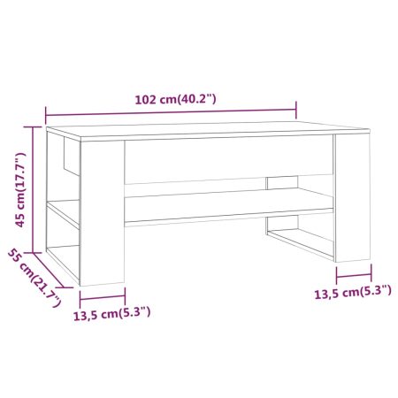 Tavolino da Salotto Rovere Sonoma 102x55x45cm Legno Multistrato