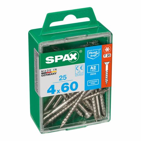 Scatola a viti SPAX 4197000400602 Vite per legno Testa piatta (4 x 60 mm) (4