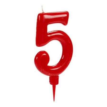 Candela Rosso Compleanno Numeri 5 (12 Unità)