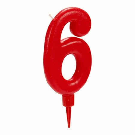 Candela Rosso Compleanno Numeri 6 (12 Unità)