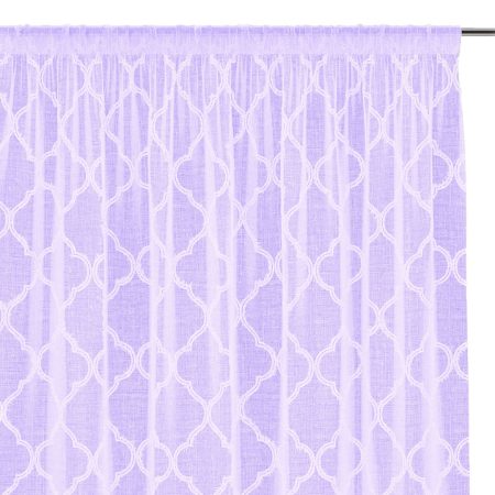 Tenda DELVA colore lilla ricamato motivi boho nastro voal 140x250 ameliahome