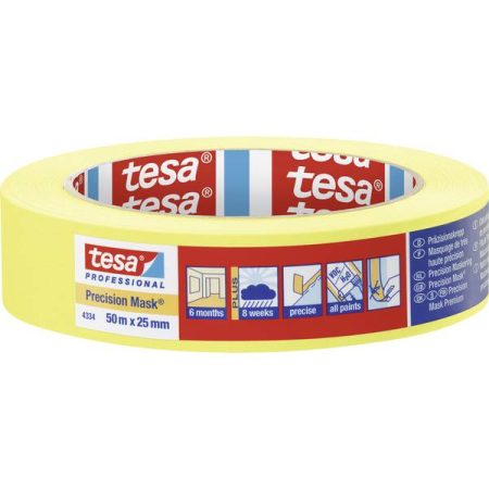 tesa PRECISION 04334-00001-00 Nastro crespato Präzisionskrepp® Giallo (L x L) 50 m x 25 mm 1 pz.