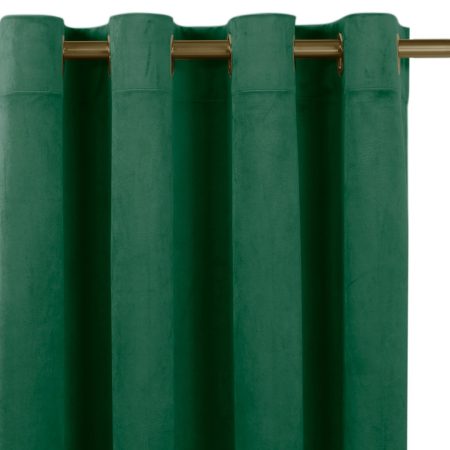 Tenda  VILA colore verde bottiglia stile classico giallo occhielli di metallo d'oro velluto 135x245 homede