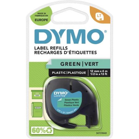 DYMO LT Cassetta nastro Colore Nastro: Verde Colore carattere: Nero 12 mm 4 m S0721640