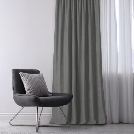 Tenda  MILANA colore grigio stile classico nastro aggrappa tende wawe trasparente 7 cm ciniglia 220x225 homede