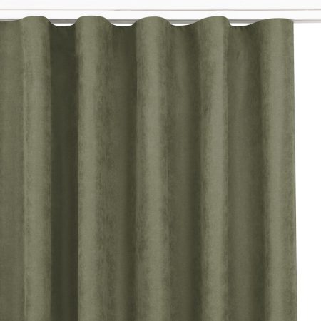 Tenda  MILANA colore oliva stile classico nastro aggrappa tende wawe trasparente 7 cm ciniglia 560x225 homede