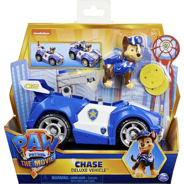 Paw Patrol Chases Deluxe veicolo base dal cinema con personaggio del cane,  auto giocattolo