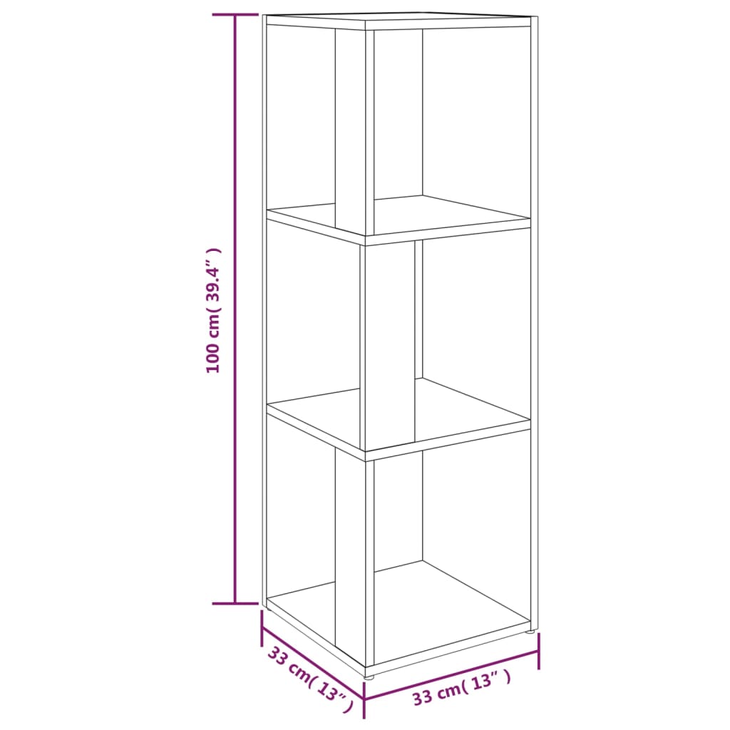 Scaffale Angolare Grigio Sonoma 33x33x100 cm Legno Multistrato