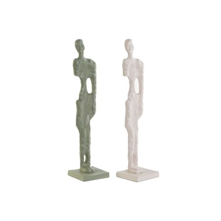 Statua Decorativa DKD Home Decor Bianco Verde 9 x 9 x 40 cm (2 Unità) Made in Italy Global Shipping