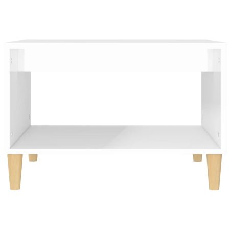 Tavolino da Salotto Bianco Lucido 60x40x50 cm Legno Multistrato