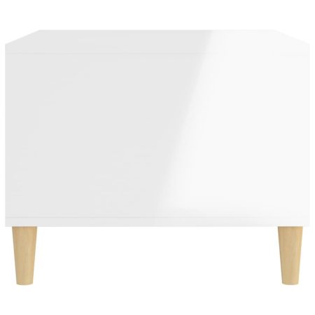 Tavolino da Salotto Bianco Lucido 60x40x50 cm Legno Multistrato