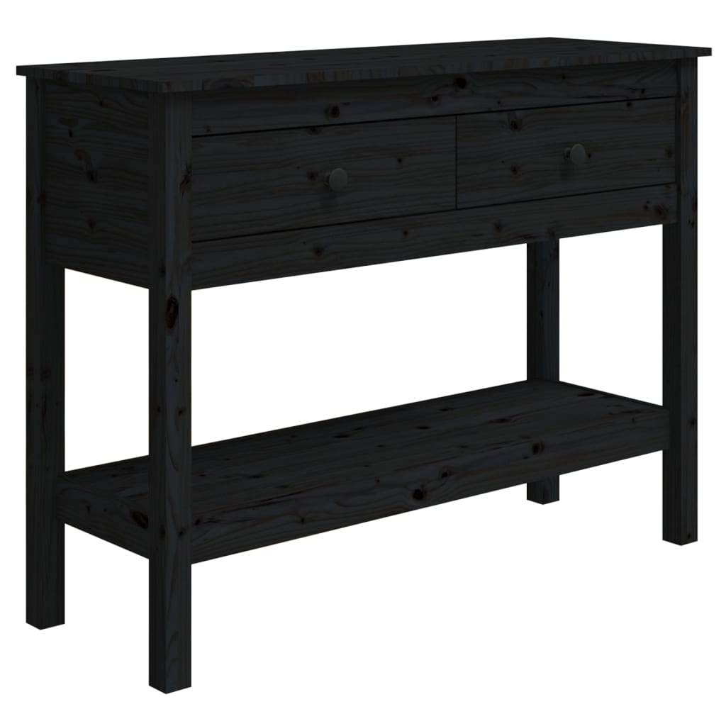 Tavolo Consolle Nero 100x35x75 cm in Legno Massello di Pino