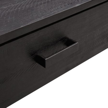 Tavolino Nero 90x50x35 cm Legno Massello di Pino Riciclato