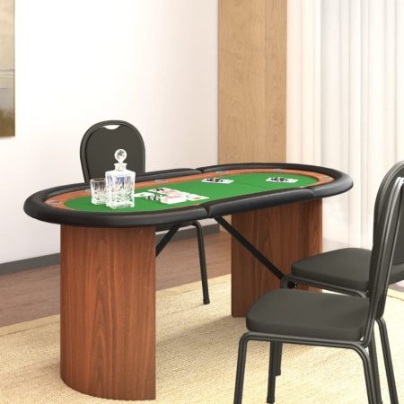 Tavolo da Poker 10 Giocatori Verde 160x80x75 cm