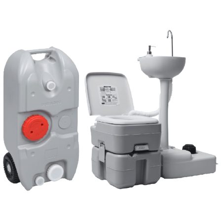 Set Toilette Portatile Campeggio Supporto Lavamani Tanica Acqua