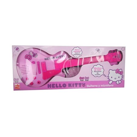 Chitarra da Bambino Hello Kitty Elettronica Microfono Rosa