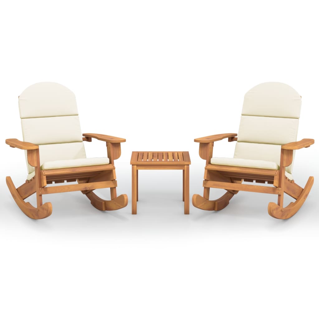 Sedia a Dondolo Adirondack con Cuscini Legno Massello di Acacia