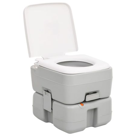 Toilette da Campeggio Portatile Grigia e Bianca 15+10 L in HDPE
