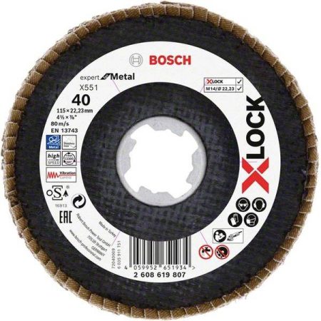 Bosch Accessories 2608619807 X551 Disco con falde Diametro 115 mm Ø foro 22.23 mm 1 pz.