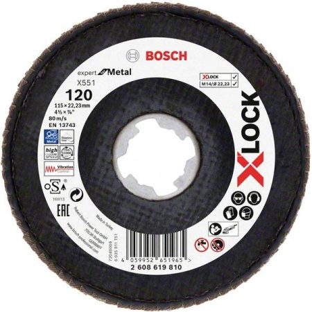 Bosch Accessories 2608619810 X551 Disco con falde Diametro 115 mm Ø foro 22.23 mm 1 pz.