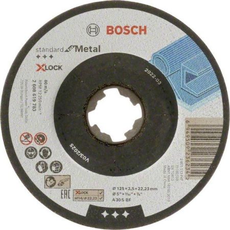 Bosch Accessories Standard for Metal 2608619783 Disco da taglio con centro depresso 125 mm 1 pz. Metallo