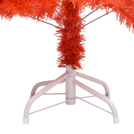 Albero Natale Artificiale con LED e Supporto Rosso 150cm in PVC