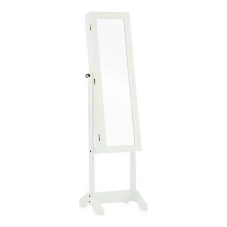 Specchio Portagioie Verticale Cristallo Stoffa Bianco Legno MDF (36 x 140 x 36