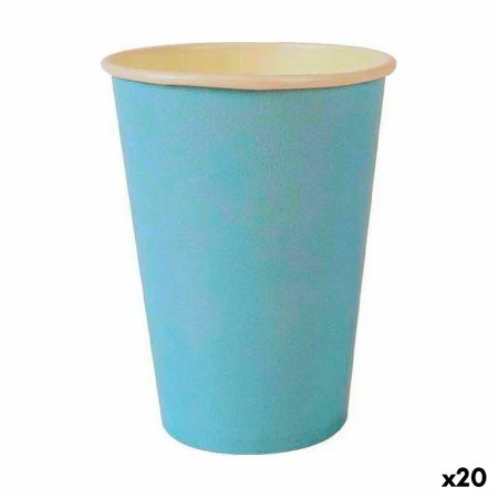 Set di Bicchieri Algon Monouso Cartone Azzurro 20 Pezzi 220 ml (20 Unità)
