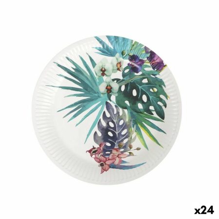 Set di piatti Algon Monouso Cartone Tropicale 8 Pezzi 23 cm (24 Unità)
