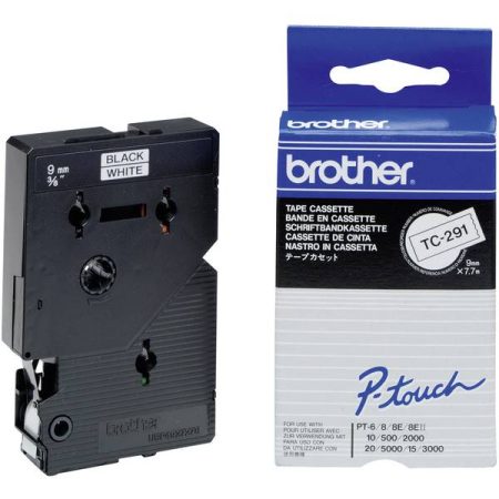 Brother TC-291 Cassetta nastro Plastica Colore Nastro: Bianco Colore carattere: Nero 9 mm 7.7 m