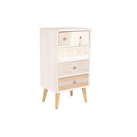 Cassettiera DKD Home Decor Abete Naturale Cotone Bianco (48 x 35 x 89 cm) Made in Italy Global Shipping