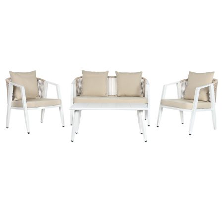 Set Tavolo con 3 Sedie Home ESPRIT Bianco Acciaio 123 x 66 x 72 cm Made in Italy Global Shipping