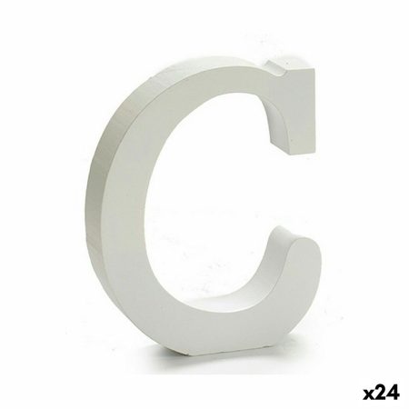 Lettera C (24 Unità) Bianco Legno 2 x 11 cm Made in Italy Global Shipping